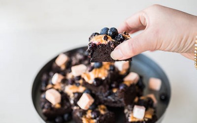 Double Chocolate Blueberries, Marshmallow, Yoghurt Brownie Recipe